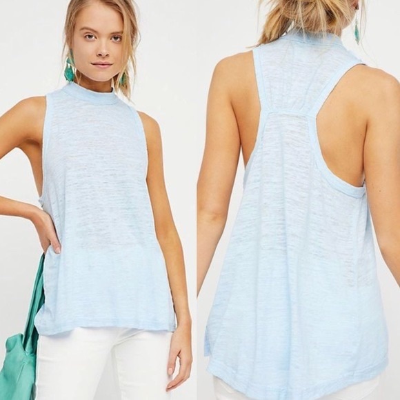 Free People Tops - Free People We The Free Brisbane Burnout Mock Neck Tank Top sz L